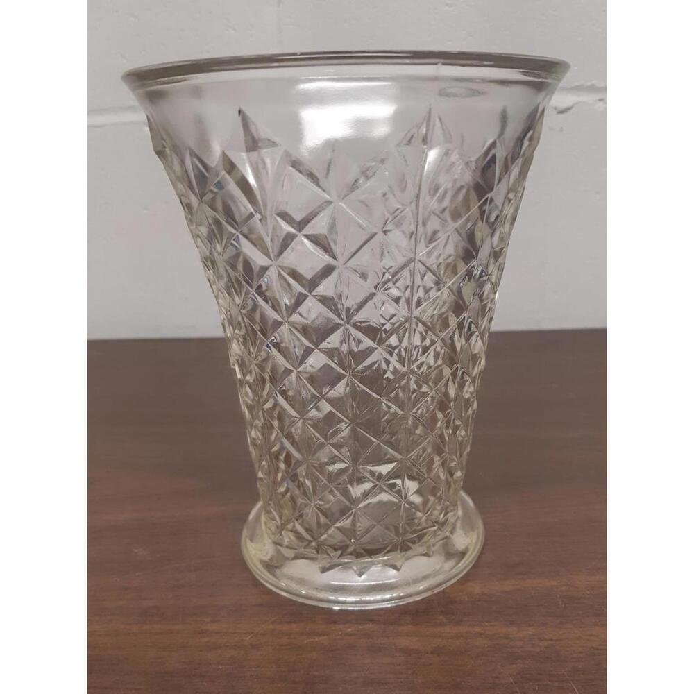 Vintage Cut Glass Vase - Elegant Diamond Pattern